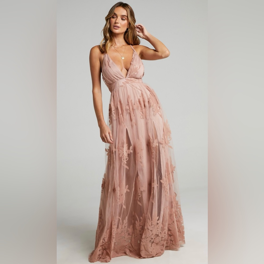 Luxxel Pink Floor-Length Dress, Size S
